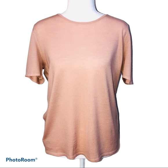 TSE Tops - TSE 100% FINE WOOL PEACH SHORT SLEEVE TOP